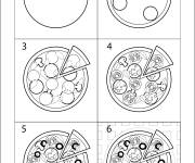 Coloriage Comment dessiner une pizza &eacute;tape par &eacute;tape