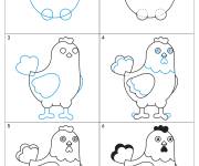 Coloriage Comment dessiner une poule facilement
