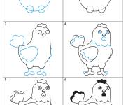 Coloriage Comment dessiner une poule facilement