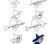 Coloriage Comment dessiner une sorci&egrave;re