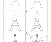 Coloriage Comment dessiner une tour Eiffel étape par étape