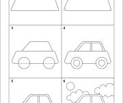 Coloriage Comment dessiner une voiture &eacute;tape par &eacute;tape