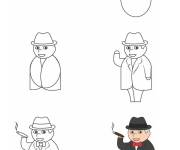 Coloriage Comment dessiner Winston Churchill facile