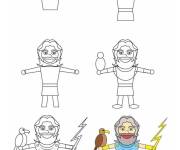Coloriage Comment dessiner Zeus &eacute;tape par &eacute;tape