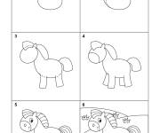 Coloriage Tuto de comment dessiner un Poney pour enfant