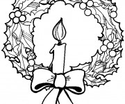 Coloriage et dessins gratuit Couronne de Noel avec Bougie à imprimer