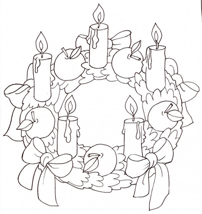 Coloriage Couronne De Noel Avec Cinq Bougies Dessin Gratuit