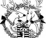 Coloriage Couronne de Noel avec Rennes