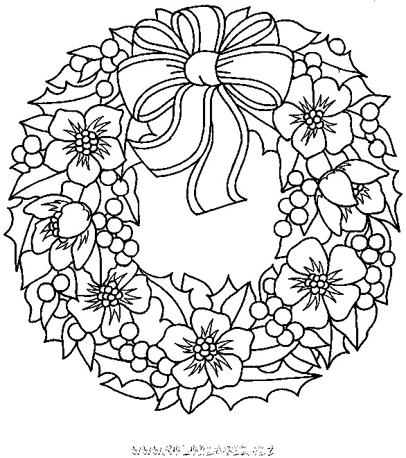 Coloriage Couronne De Noel Décoré Avec Fruits Et Fleurs