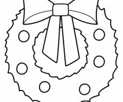 Coloriage Couronne de Noel d&eacute;cor&eacute; avec Noeud