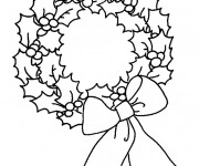 Coloriage et dessins gratuit Couronne de Noel en noir et blanc à imprimer