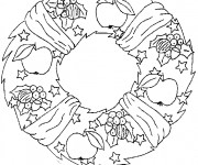 Coloriage Couronne de Noel enjoliv&eacute; avec des fruits