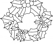 Coloriage Couronne de Noel feuilles et fruits