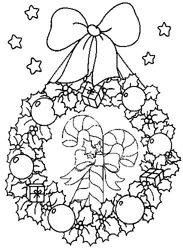 Coloriage et dessins gratuits Couronne et Canne en bonbon de Noel à imprimer