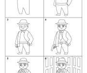Coloriage Gangster &agrave; compl&eacute;ter &eacute;tape par &eacute;tape