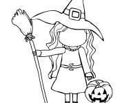 Coloriage Petite sorci&egrave;re &agrave; compl&eacute;ter