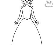 Coloriage Princesse &agrave; &agrave; compl&eacute;ter &agrave; l'aide d'un petit mod&egrave;le