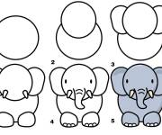 Coloriage et dessins gratuit Dessin facile d'&eacute;l&eacute;phant à imprimer