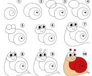 Coloriage et dessins gratuit Dessin facile d'un escargot souriant à imprimer