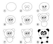 Coloriage et dessins gratuit Dessin facile de panda avec étapes à imprimer