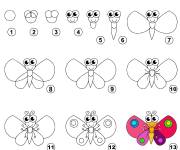 Coloriage et dessins gratuit Dessiner facilement une papillon à imprimer