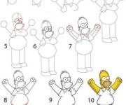 Coloriage Homer Simpson dessin facile avec &eacute;tapes