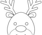 Coloriage T&ecirc;te de renne facilement dessin&eacute;