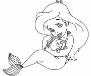 Coloriage et dessins gratuit B&eacute;b&eacute; Ariel de Disney à imprimer