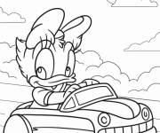 Coloriage B&eacute;b&eacute; Daisy Duck conduit sa voiture jouet