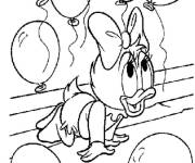 Coloriage et dessins gratuit B&eacute;b&eacute; Daisy Duck joue avec les ballons à imprimer