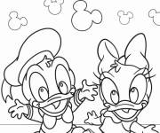 Coloriage Bébé Daisy et Donald Duck Kawaii