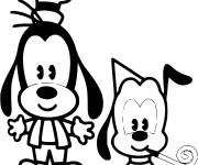 Coloriage B&eacute;b&eacute; Dingo et Pluto pour les petits