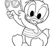 Coloriage Bébé Donald Duck avec des lunettes