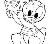 Coloriage et dessins gratuit B&eacute;b&eacute; Donald Duck avec des lunettes à imprimer