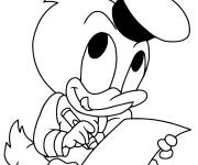 Coloriage Bébé Donald Duck et la lettre