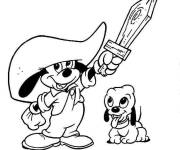 Coloriage et dessins gratuit B&eacute;b&eacute; Mickey Mouse avec Dingo à imprimer