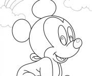 Coloriage B&eacute;b&eacute; Mickey Mouse heureux