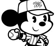 Coloriage Bébé Mickey Mouse joue au Baseball