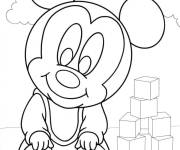 Coloriage Bébé Mickey Mouse maternelle