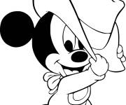 Coloriage B&eacute;b&eacute; Mickey Mouse portant un chapeau