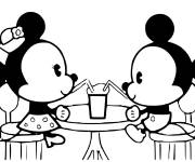 Coloriage Bébé Minnie et Mickey Mouse pour enfant