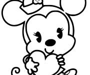 Coloriage B&eacute;b&eacute; Minnie Mouse avec un c&oelig;ur
