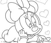Coloriage Bébé Minnie Mouse de Disney avec des cœurs