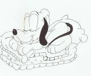 Coloriage et dessins gratuit B&eacute;b&eacute; Pluto en dormant à imprimer
