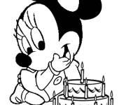 Coloriage et dessins gratuit L'anniversaire du b&eacute;b&eacute; Minnie Mouse à imprimer