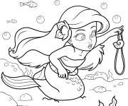 Coloriage Petite Ariel la sir&egrave;ne de Disney