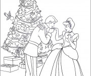 Coloriage Cendrillon et Le Sapin de Noel