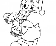 Coloriage Donald Duck en Noel à découper