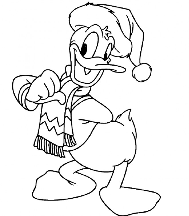 Coloriage et dessins gratuits Donald Duck en Noel à découper à imprimer