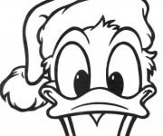 Coloriage Donald Duck porte le bonnet de Noel